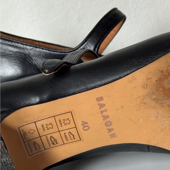 Black Italian Leather Mary Jane Heels - Picture 8 of 10